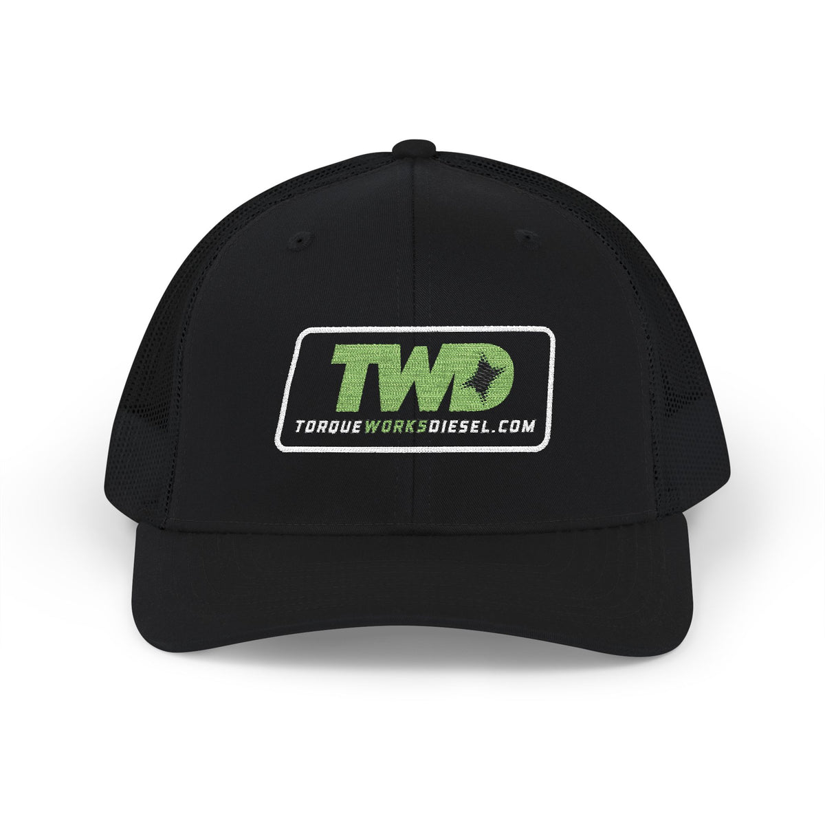 TWD Logo Snapback Trucker Cap | Green Embroidered Patch, Mesh Back