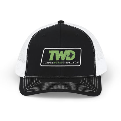 TWD Logo Snapback Trucker Cap | Green Embroidered Patch, Mesh Back